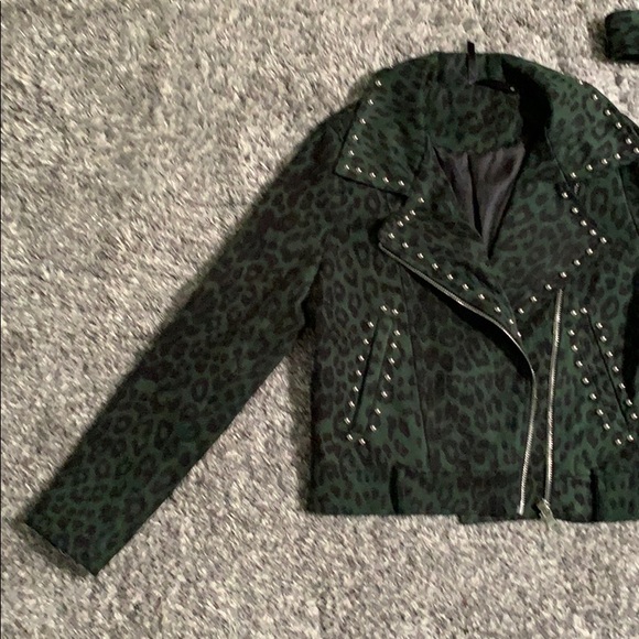 Nasty Gal Leopard Moto Jacket with Studs - Picture 3 of 16